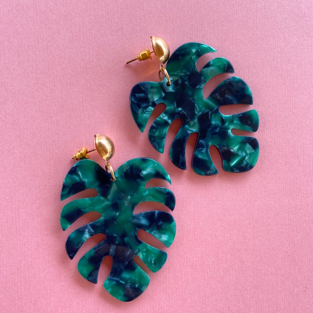 Monstera Tropical Leaf Earrings